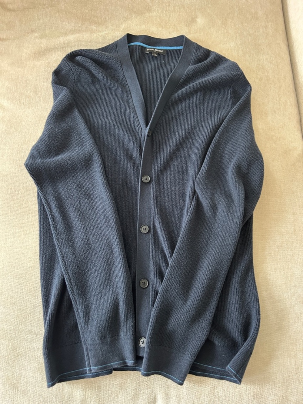 Banana Republic Men's Navy Button-Front Cardigan Sweater